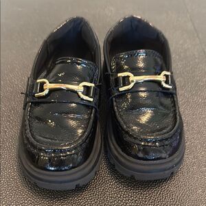 Zara Black and Gold Loafers with Chunky Platform size 9/ 25